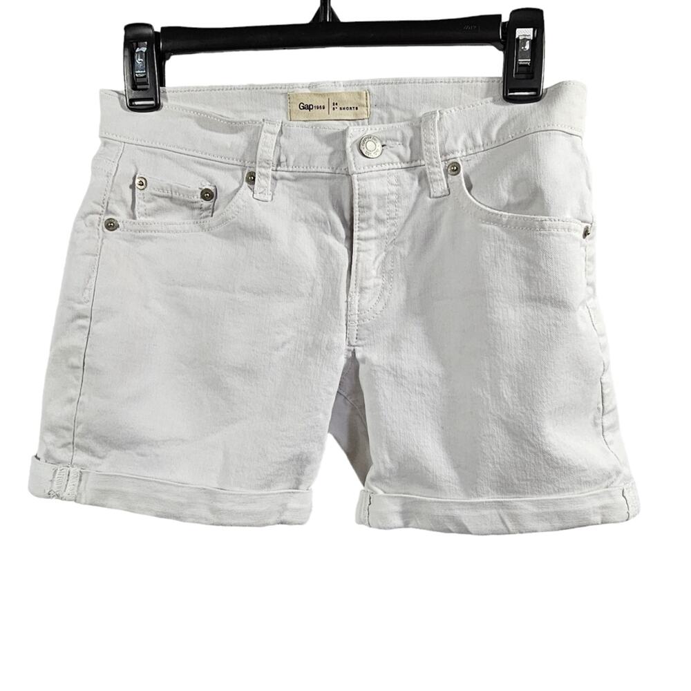 Gap 1969 Rolled Cuff White Jean Shorts 5" Inseam Size 24